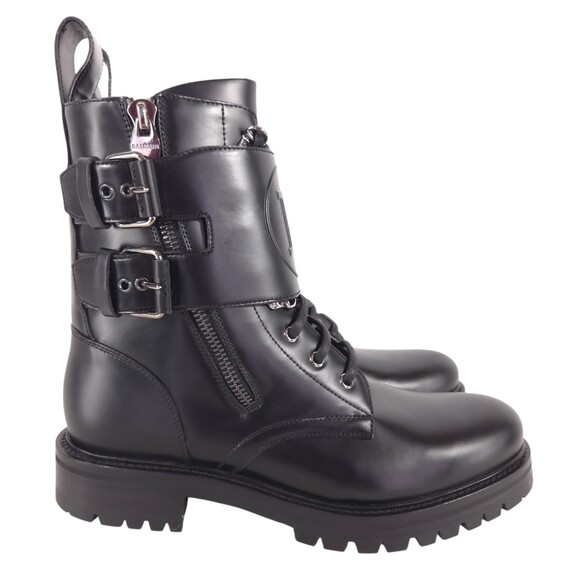 Balmain B Logo Buckle Ranger Combat Boots Mens US 10 IT 43 Black $1650 main image 7